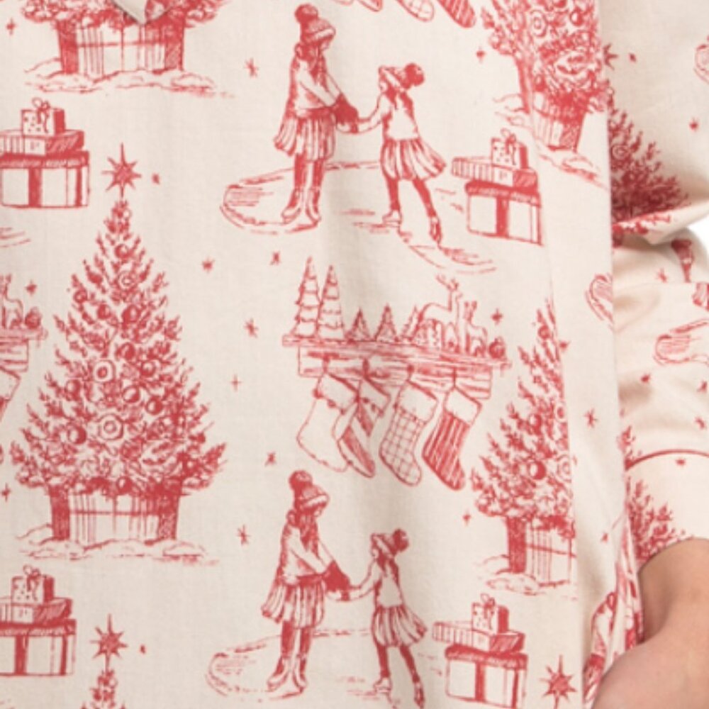 CRAFTED BY MAHOGANY Flannel Holiday Toile Long Nightshirt - Picture 2 of 3